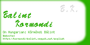 balint kormondi business card